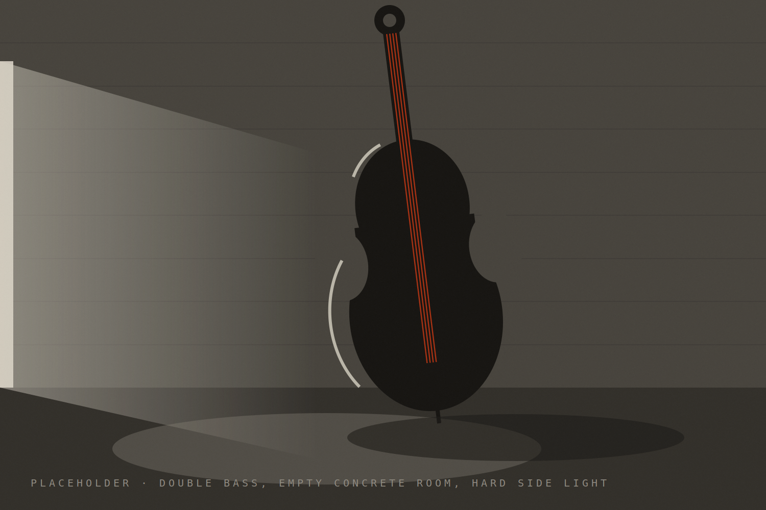 Double bass in an empty concrete room